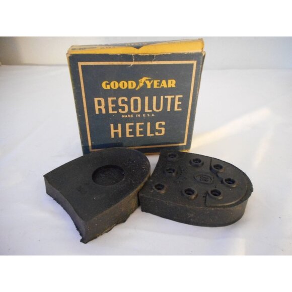 Vintage NIB Heels Goodyear Boys Resolute Heels Black - Picture 1 of 5